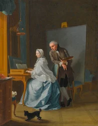 Selbstporträt mit seiner Frau Marie Sophie am Spinett