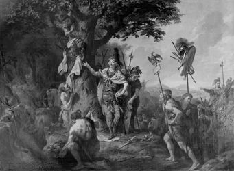 Hermann feiert den Sieg nach der Schlacht im Teutoburger Wald