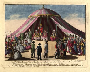 Die Absetzung des Paschas von Khotyn durch Prinz Josias von Sachsen-Coburg und General..., Sept 1788
