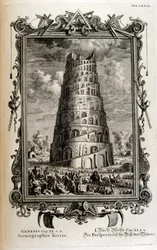 Plan des Turms von Babel von der Seite gesehen