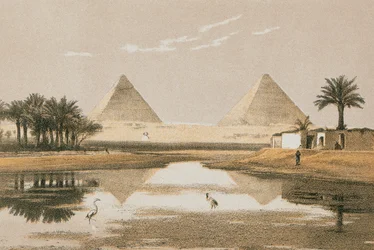 Die Pyramiden von Gizeh. Radierung von Bernatz et alii - Steinkopk J.F. Editore