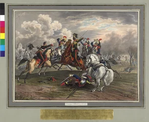 Frederic Dittmayer Rettung am 17. Februar 1814 in Villeneuve, Oberst Sergeant Baron von Trach aus der Gefangenschaft französischer Kürassiere
