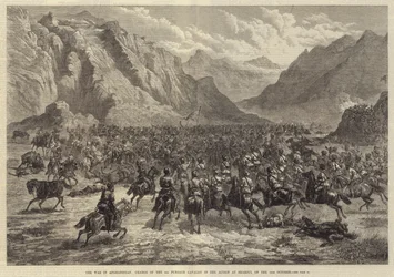 Der Krieg in Afghanistan, Angriff der 2. Punjab-Kavallerie in der Schlacht bei Shahjui, am 24. Oktober