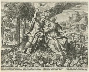 Christus und seine Braut in einem Weinberg