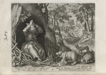 Blasius, Tafel 8 von 30 aus der Serie Sylvae Sacrae (Einsiedler in Landschaften)