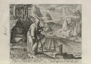 Simeon, Tafel 23 von 30 aus der Serie Sylvae Sacrae (Eremiten in Landschaften)