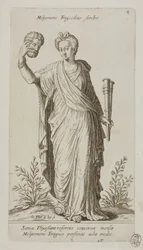 Melpomene, Muse der Tragödie, Tafel 8 aus Parnassus Biceps