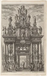 Frontispiz mit Triumphbogen mit Christus und den Aposteln