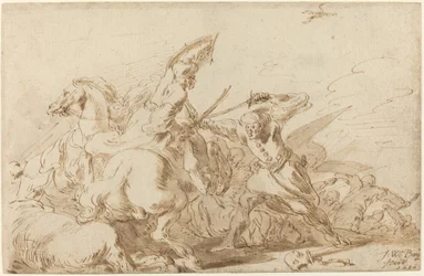Eine Schlacht zwischen orientalischer Kavallerie und Soldaten, 1636