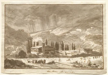 Ein Sturm über den Bergen bei Nocera