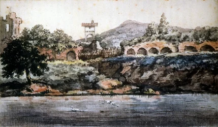 Rom - Blick auf den Tiber, Aquarell von Goethe. 19. Jahrhundert