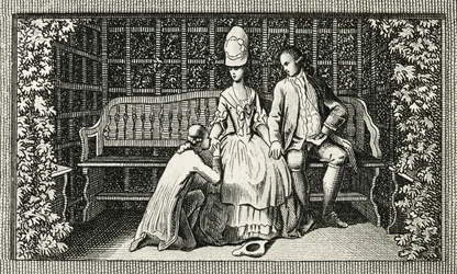 Die Leiden des jungen Werther, Kupferstich inspiriert vom Roman von Johann Wolfgang von Goethe