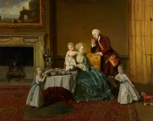 John, vierzehnter Lord Willoughby de Broke, und seine Familie, ca. 1766