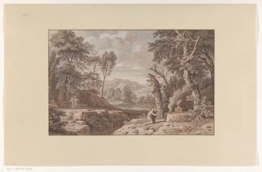 Arkadische Landschaft mit einer Opferszene