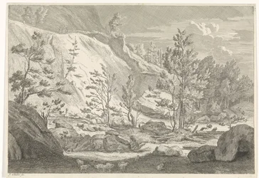 Schlucht mit einer Schafherde