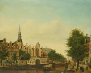 Die Oude Kerk, von der Oudezijds Voorburgwal aus gesehen