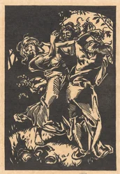 Tanzende Frauen mit Trauben und Satyr