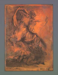 Der Tod als Zentaur mit Pfeil und Bogen