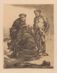 Drei Arbeiter mit Mütze