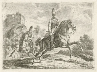 Zwei Soldaten zu Pferd