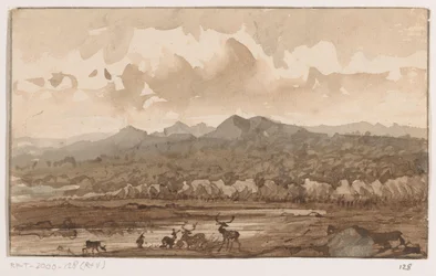 Berglandschaft mit Hirschen