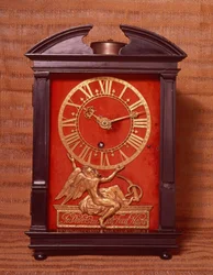 Frühe gewichtsgetriebene Pendeluhr, möglicherweise entworfen von Christian Huygens, ca. 1675