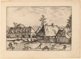 Bauernhof und Häuserreihe