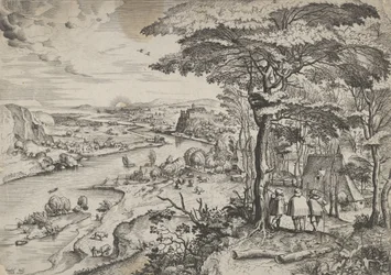 Euntes in Emaus Landschaft mit Pilgern in Emmaus, ca. 1555-56