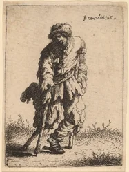 Bettler mit Holzbein