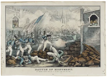 Schlacht von Monterey am 7. Juli 1846, Lithographie von Nathaniel Currier
