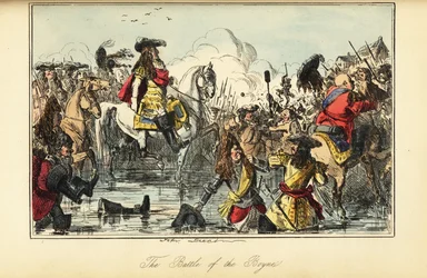 König Wilhelm II. überquert den Fluss in der Schlacht am Boyne, Irland