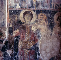 Engel, Fresko in der byzantinischen Kirche Agios Nikolaos, Maza, Kreta, Griechenland