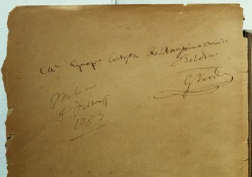 Signierte Widmung von Giuseppe Verdi an Giovanni Boldini