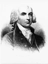 Porträt von James Madison (1751-1836), Gründervater, amerikanischer Politiker, 4. Präsident der Vereinigten Staaten von 1809 bis 1817 und einer der Väter der Verfassung, Gravur