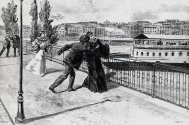 Die Ermordung Elisabeths, Kaiserin von Österreich, durch den Anarchisten Luigi Lucheni, 10. September