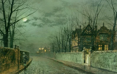 Altes englisches Haus, Mondlicht nach dem Regen, 1883