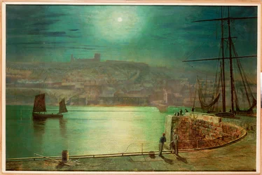 Hafen von Whitby bei Mondschein, 1870