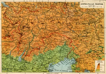 Karte der österreichisch-italienischen Grenze, Erster Weltkrieg, ca. 1920