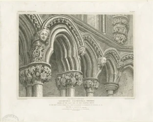 Innenansicht der Kathedrale von Lichfield - Bögen im Kapitelhaus: Gravur, undatiert [ca. 1819]