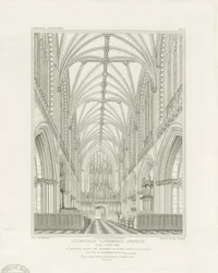 Innenraum der Kathedrale von Lichfield - Chor (Gravur, ca. 1820)