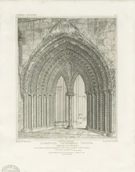 Kathedrale von Lichfield - Nordquerhaus-Tür (Gravur, ca. 1820)