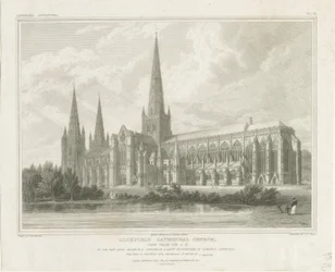 Lichfield Kathedrale - Südostansicht (Gravur)