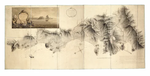 Militärische Vermessung des Teils von St. Lucia, der von den britischen Streitkräften von Dezember 1778 bis Januar 1784 besetzt war, als die Insel an die Franzosen zurückgegeben wurde
