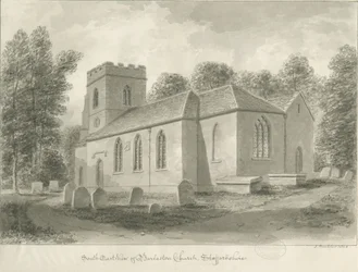 Barlaston Kirche: Sepiazeichnung, 1844
