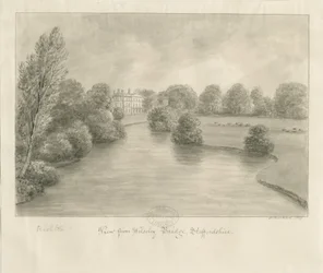 Bishton Halle: Sepiazeichnung, 1841