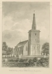 Church Eaton Kirche: Sepia-Zeichnung