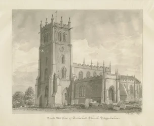 Eccleshall Kirche (Sepia-Zeichnung)
