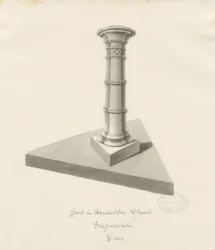 Taufbecken in der Mucklestone Church: Sepiawaschzeichnung, 1843
