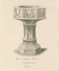 Taufbecken in der Tutbury Priory Kirche