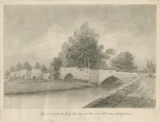 Handsacre - Alte Hohe Brücke: Sepiazeichnung, 1839